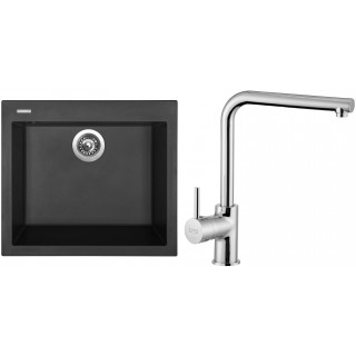 Set Sinks (dřez Cube 560 Pureblack 26 + baterie Elka Chrom - lesklý)
