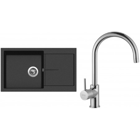 Set Sinks (dřez Infinity 860 Metalblack 74 + baterie Vitalia Chrom - lesklý)