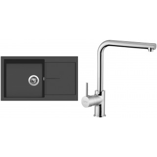 Set Sinks (dřez Infinity 860 Pureblack 26 + baterie Elka Chrom - lesklý)