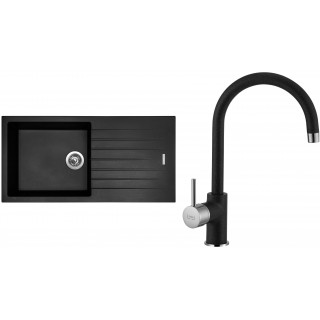 Set Sinks G15126 (dřez Perfecto 1000 Pureblack 26 + baterie Vitalia Pureblack 26)