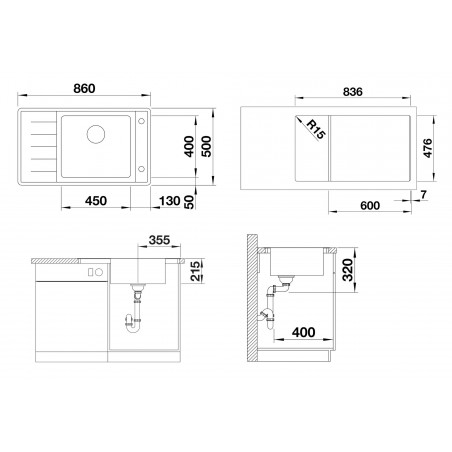 Kuchyňský dřez Blanco Andano XL 6 S-IF Compact, s excentrem, pravý Kuchyňský dřez Blanco Andano XL 6 S-IF Compact, s excentrem, pravý
