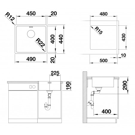 Kuchyňský dřez Blanco Andano 450-IF, bez táhla