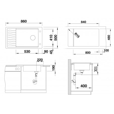 Kuchyňský dřez Blanco Elon XL 8 S, s odkapávací mřížkou, Bílá