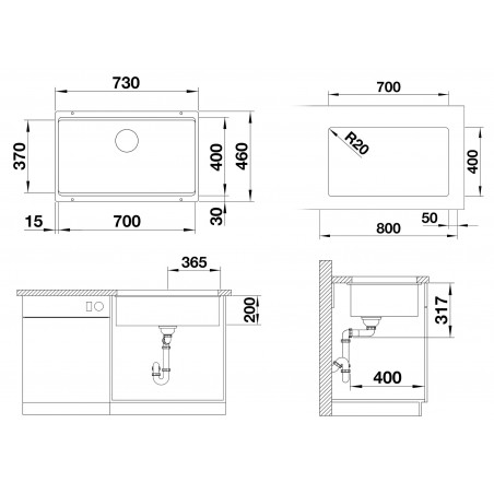 Kuchyňský dřez Blanco Etagon 700-U Antracit