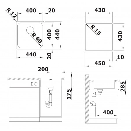 Kuchyňský dřez Blanco Supra 400-IF R12, kartáčovaný
