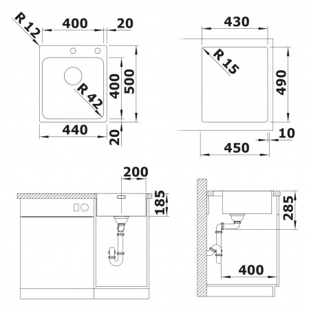 Kuchyňský dřez Blanco Solis 400-IF/A, Push Control, kartáčovaný