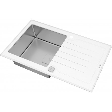 Kuchyňský dřez Teka Diamond RS15 1B 1D 86 Bílé sklo/nerez