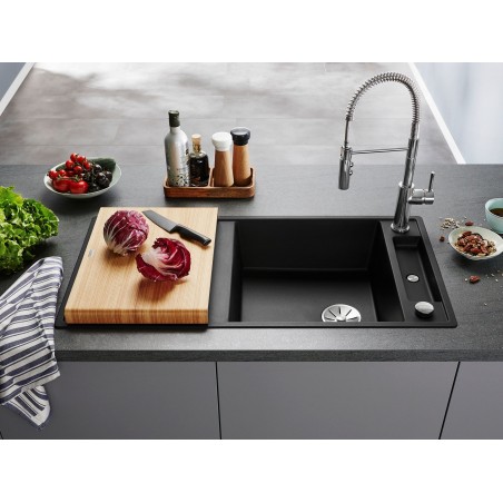 Kuchyňský dřez Blanco Axia III XL 6 S Černá, s krájecí deskou a excentrem, se skleněnou krájecí deskou