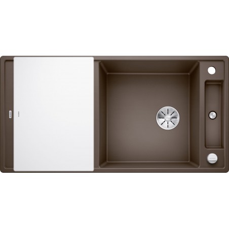 Kuchyňský dřez Blanco Axia III XL 6 S Kávová, s krájecí deskou a excentrem, se skleněnou krájecí deskou