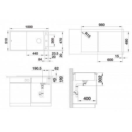 Kuchyňský dřez Blanco Axia III XL 6 S Šedá skála, s krájecí deskou a excentrem, se skleněnou krájecí deskou