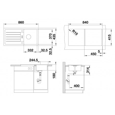 Kuchyňský dřez Blanco Favum 45 S Antracit