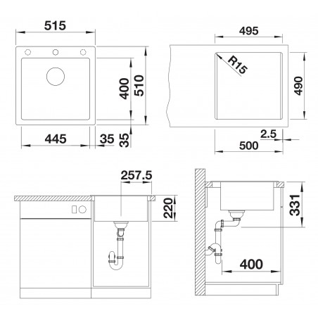 Kuchyňský dřez Blanco Pleon 5 Kávová, bez excentru