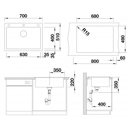 Kuchyňský dřez Blanco Pleon 8 Šedá skála