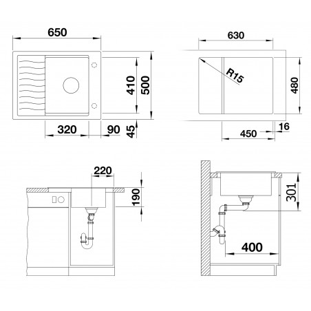 Kuchyňský dřez Blanco Elon 45 S Šedá skála, s odkapávací mřížkou a excentrem