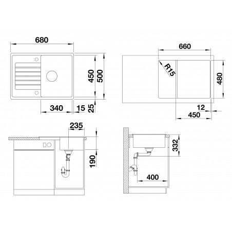 Kuchyňský dřez Blanco Zia 45 S Compact Bílá, s excentrem