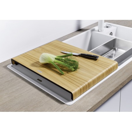 Kuchyňský dřez Blanco Axia III 6 S Tartufo, pravý, s dřevěnou krájecí deskou a miskou