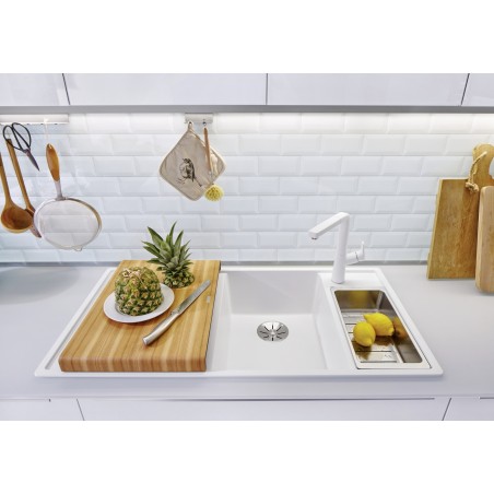 Kuchyňský dřez Blanco Axia III 6 S Bílá, pravý, se skleněnou krájecí deskou a miskou