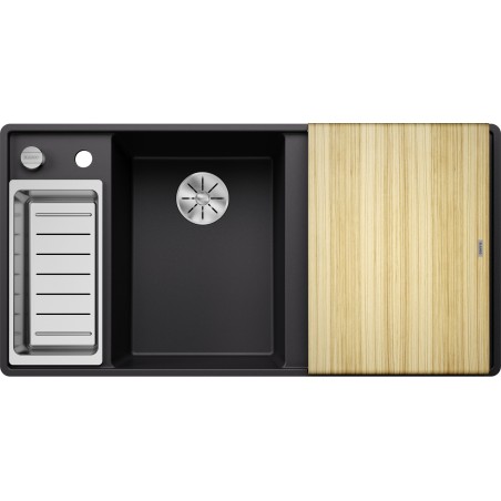 Kuchyňský dřez Blanco Axia III 6 S-F Černá, levý, s dřevěnou krájecí deskou a miskou