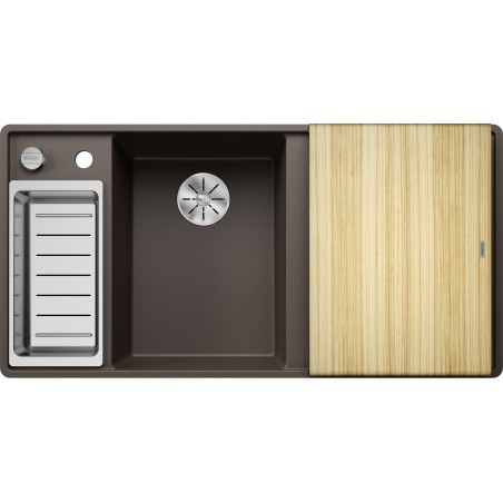 Kuchyňský dřez Blanco Axia III 6 S-F Kávová, levý, s dřevěnou krájecí deskou a miskou