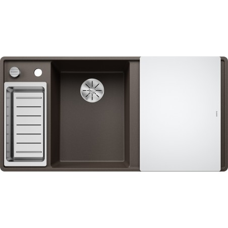 Kuchyňský dřez Blanco Axia III 6 S-F Kávová, levý, se skleněnou krájecí deskou a miskou