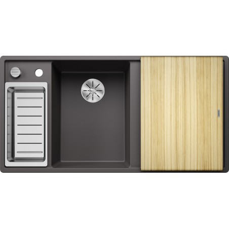 Kuchyňský dřez Blanco Axia III 6 S Šedá skála, levý, s dřevěnou krájecí deskou a miskou
