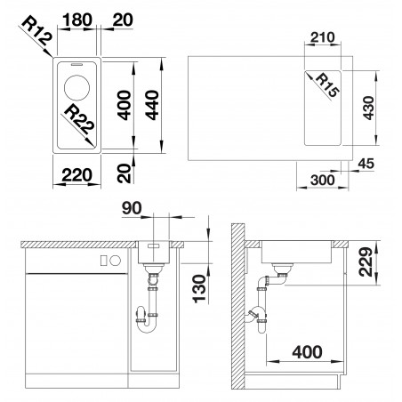 Kuchyňský dřez Blanco Andano 180-IF Hedvábný lesk