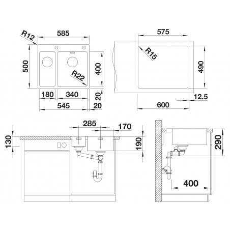 Kuchyňský dřez Blanco Andano 340/180-IF/A Hedvábný lesk