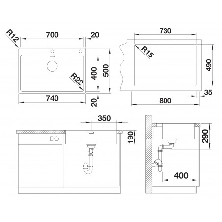 Kuchyňský dřez Blanco Andano 700-IF/A Hedvábný lesk