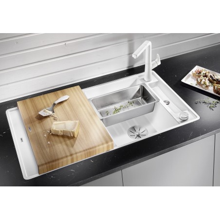 Kuchyňský dřez Blanco Axia III 5 S-F Bílá, s dřevěnou krájecí deskou