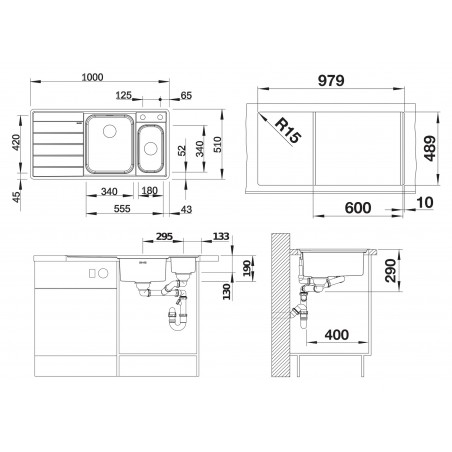 Kuchyňský dřez Blanco Axis III 6 S-IF Hedvábný lesk, levý