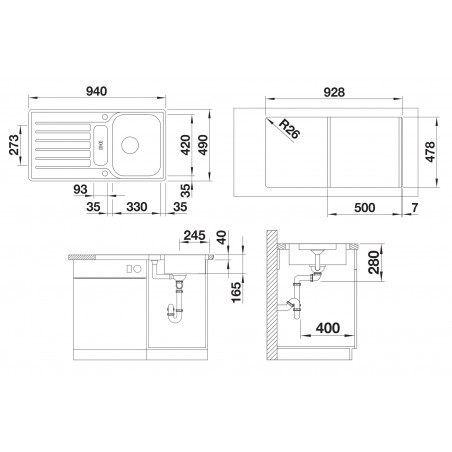 Kuchyňský dřez Blanco Lantos 5 S-IF Kartáčovaný