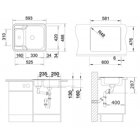 Kuchyňský dřez Blanco Lantos 6-IF Kartáčovaný