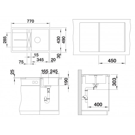 Kuchyňský dřez Blanco Metra 45 S-F Šedá skála