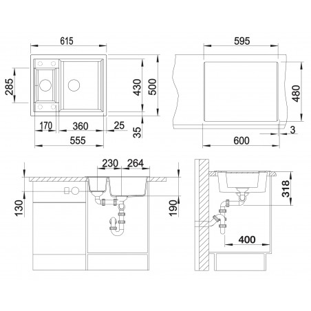 Kuchyňský dřez Blanco Metra 6 Černá, s excentrem