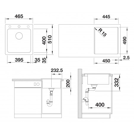 Kuchyňský dřez Blanco Naya 45 Černá