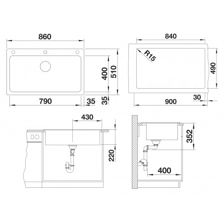Kuchyňský dřez Blanco Naya XL 9 Šedá skála