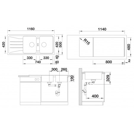 Kuchyňský dřez Blanco Sona 8 S Šedá skála