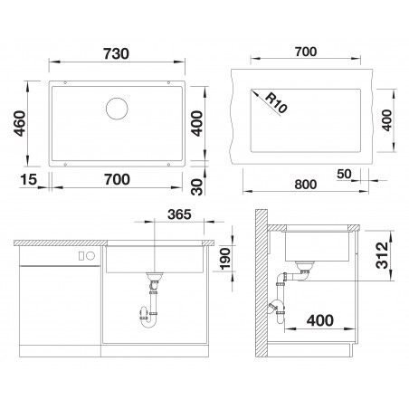 Kuchyňský dřez Blanco Subline 700-U Šedá skála