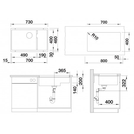 Kuchyňský dřez Blanco Subline 700-U Level Tartufo, s košíkem