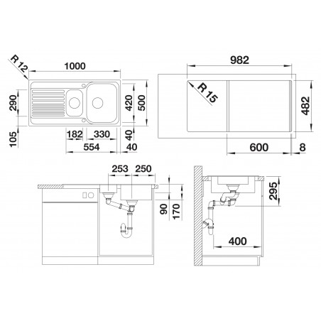 Kuchyňský dřez Blanco Tipo II 6 S Přírodní lesk, s excentrem a miskou