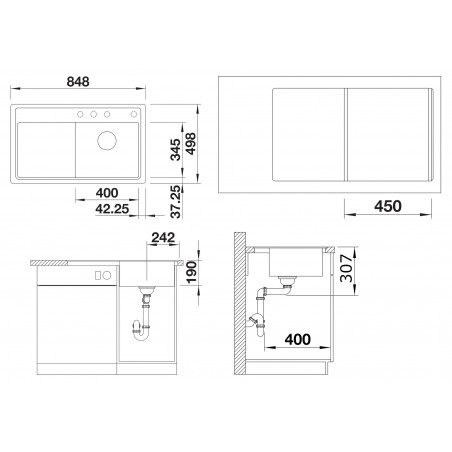 Kuchyňský dřez Blanco Zenar 45 S-F Černá, pravý