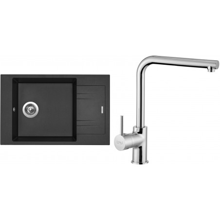 Set Sinks (dřez Vario 780 Metalblack 74 + baterie Elka Chrom)