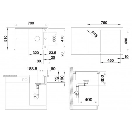 Kuchyňský dřez Blanco Axia III 45 S Šedá vulkán, s dřevěnou krájecí deskou
