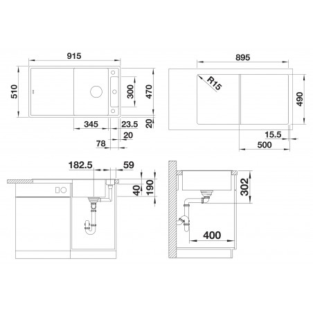 Kuchyňský dřez Blanco Axia III 5 S Bílá soft, se skleněnou krájecí deskou