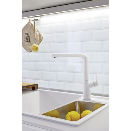 Kuchyňský dřez Blanco Axia III 6 S Bílá soft, levý, s dřevěnou krájecí deskou a miskou