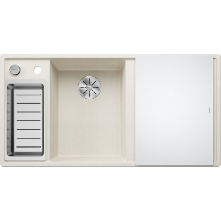 Kuchyňský dřez Blanco Axia III 6 S Bílá soft, levý, se skleněnou krájecí deskou a miskou