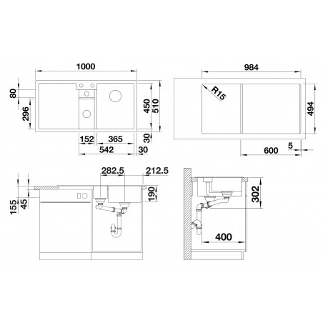 Kuchyňský dřez Blanco Collectis 6 S Bílá soft, s excentrem a miskou