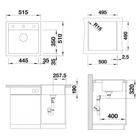Kuchyňský dřez Blanco Dalago 5 Bílá soft, s excentrem