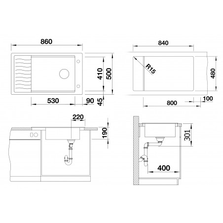 Kuchyňský dřez Blanco Elon XL 8 S Šedá vulkán, s odkapávací mřížkou, bez excentru