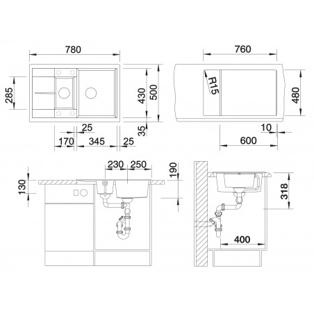 Kuchyňský dřez Blanco Metra 6 S Compact Bílá soft